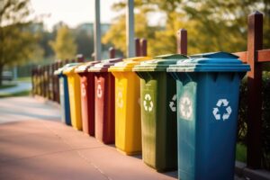 A row of recycling bins - Trident Marketing provides an office update, with a new paper recycling scheme