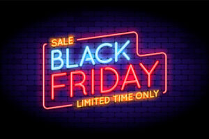 Black Friday Sale illustration in neon style