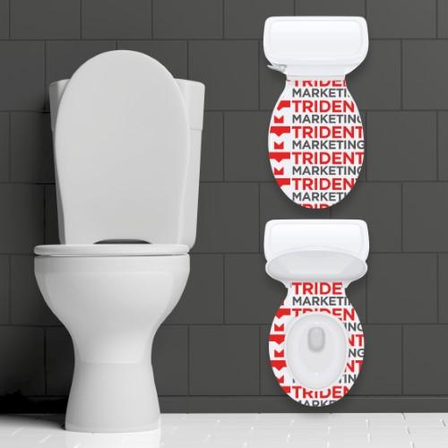 Our Favourite April Fools' Posts A toilet seat with Trident Marketing branding - April Fools!