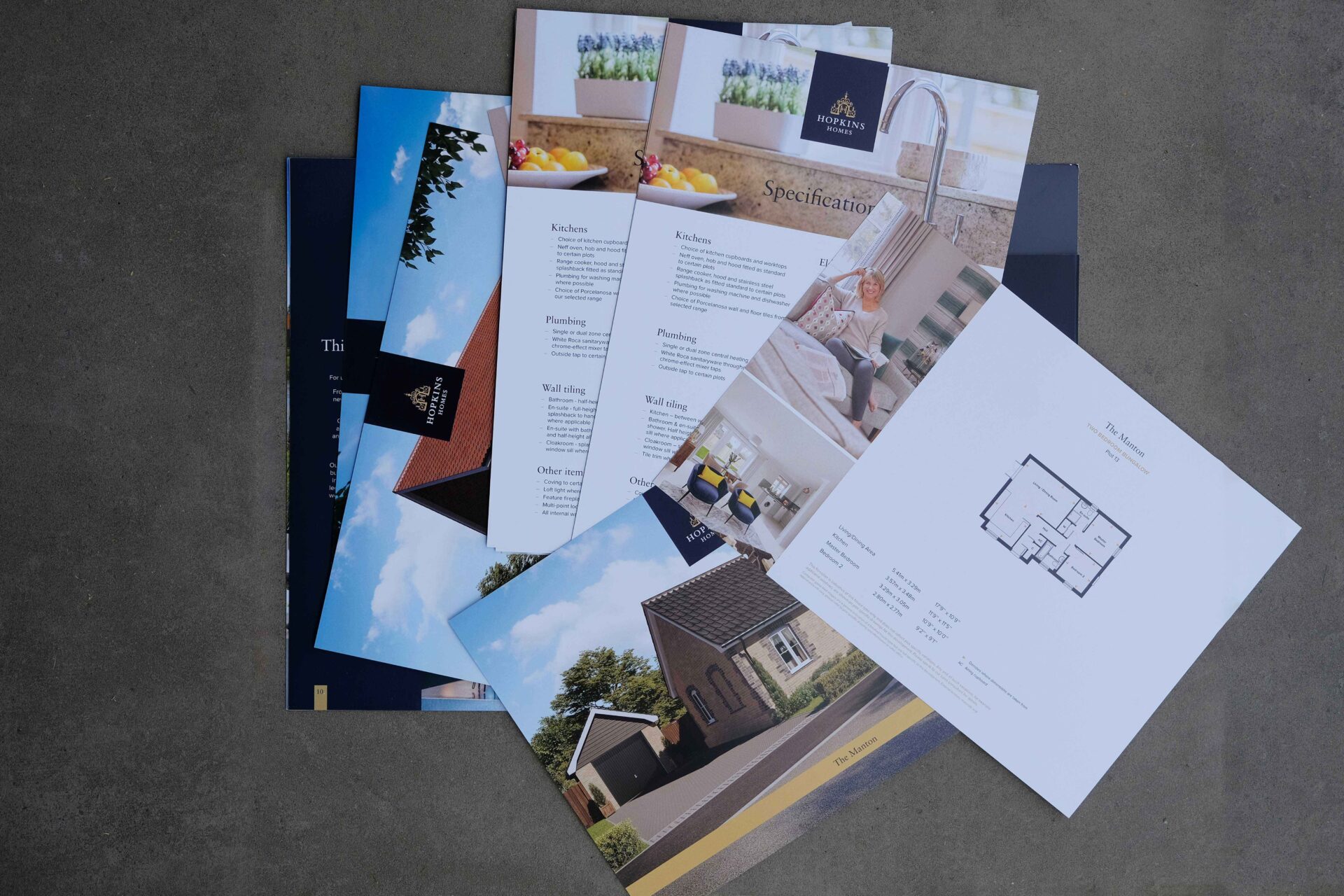 Fan of Hopkins Homes' brochure inserts including specifications, floorplans and CGIs of the homes