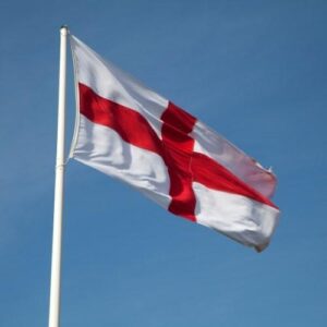 St George's Day flag against a blue sky