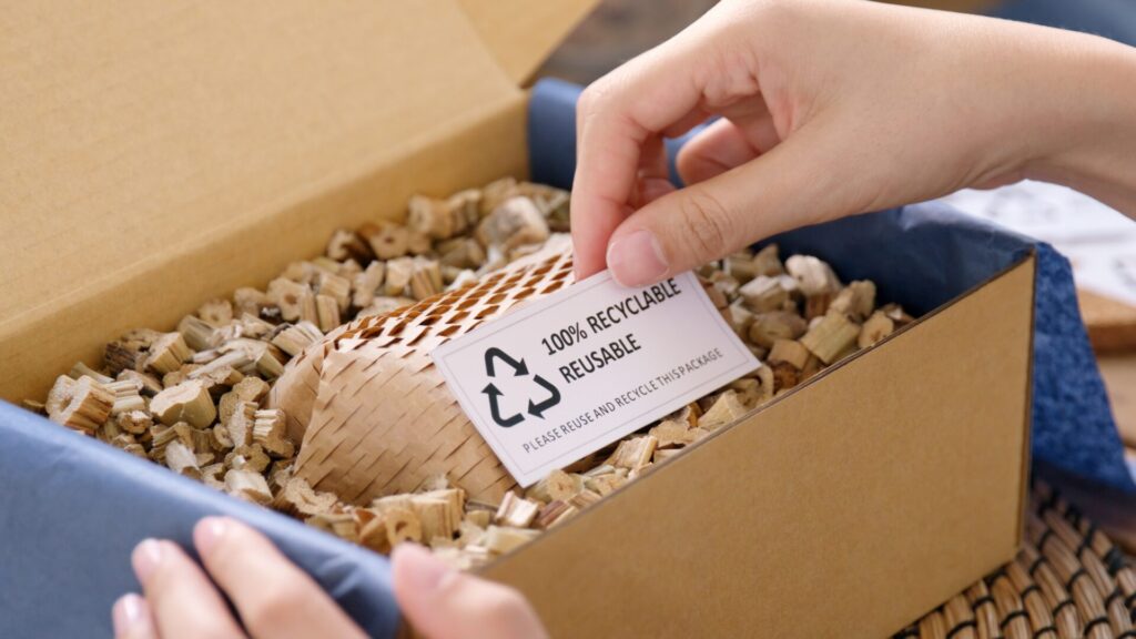 Eco packaging that's recyclable and reusable, implemented as part of a green marketing strategy